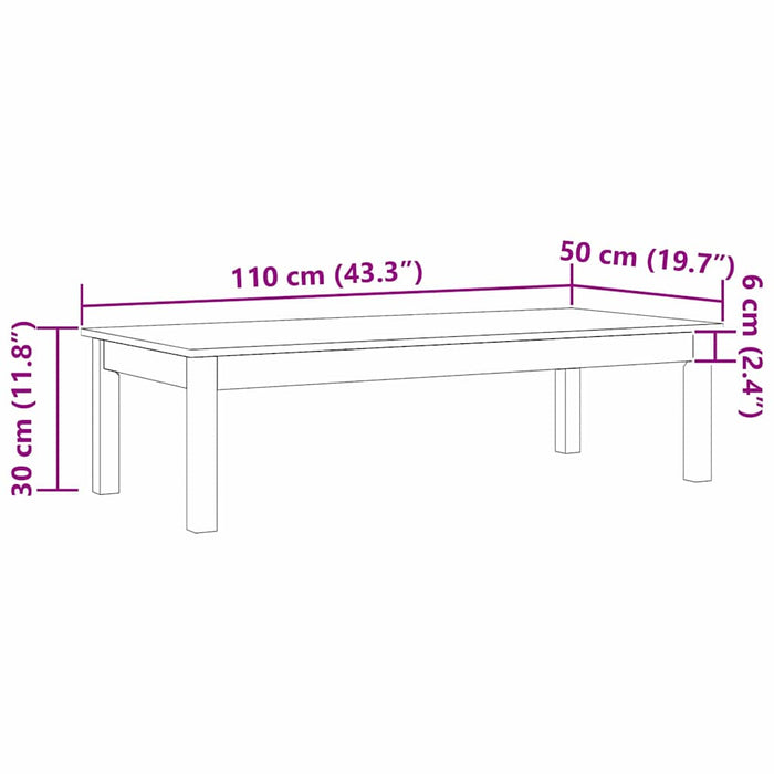Masă de cafea Max Brown 110 x 50 x 30 cm Lemn de pin masiv - WALTI WALTI