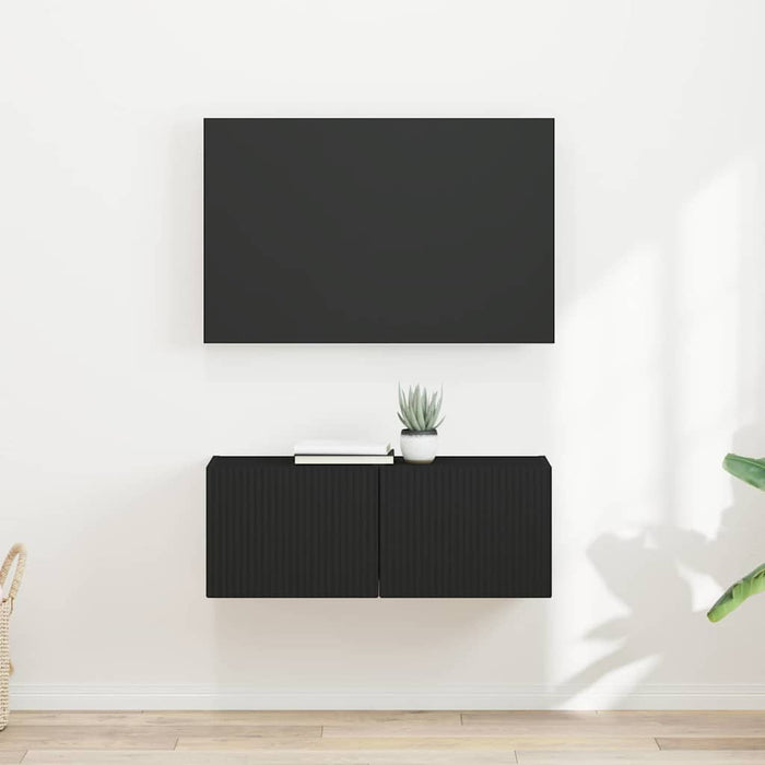 Dulap TV de perete 2 pcs Negru 39 x 31 x 29,5 cm Lemn compozit - WALTI WALTI