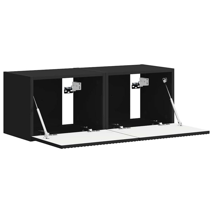 Dulap TV de perete 2 pcs Negru 39 x 31 x 29,5 cm Lemn compozit - WALTI WALTI