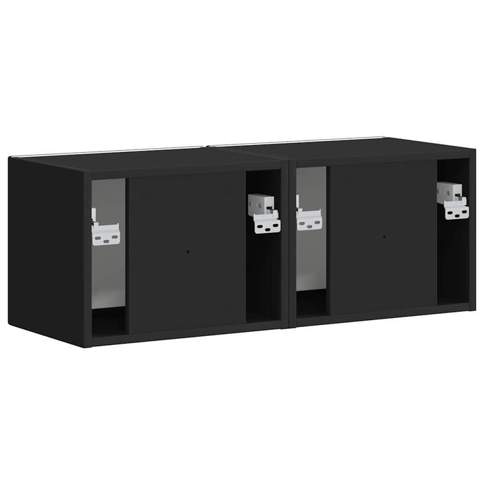 Dulap TV de perete 2 pcs Negru 39 x 31 x 29,5 cm Lemn compozit - WALTI WALTI