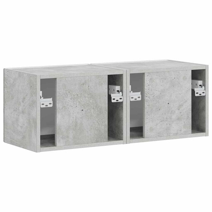 Dulap TV de perete 2 pcs Beton 39 x 31 x 29,5 cm Lemn compozit - WALTI WALTI