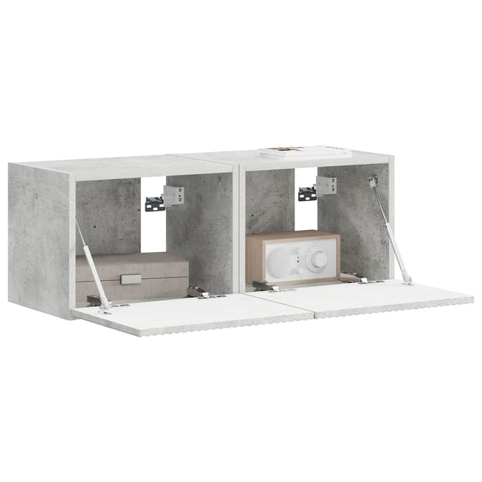 Dulap TV de perete 2 pcs Beton 39 x 31 x 29,5 cm Lemn compozit - WALTI WALTI