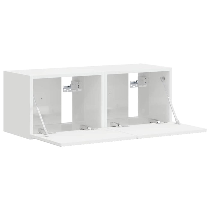 Dulap TV de perete Pe perete 2 pcs Alb Lucios 39 x 31 x 29,5 cm - WALTI WALTI