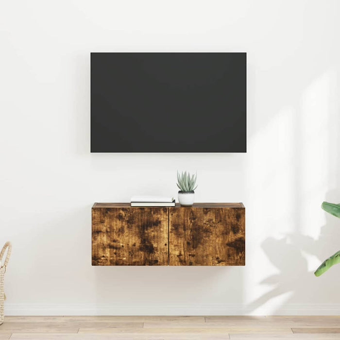 Dulap TV de perete 2 pcs Stejar fumuriu 39 x 31 x 29,5 cm - WALTI WALTI