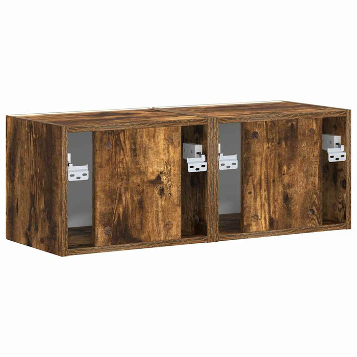 Dulap TV de perete 2 pcs Stejar fumuriu 39 x 31 x 29,5 cm - WALTI WALTI