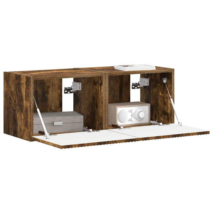 Dulap TV de perete 2 pcs Stejar fumuriu 39 x 31 x 29,5 cm - WALTI WALTI