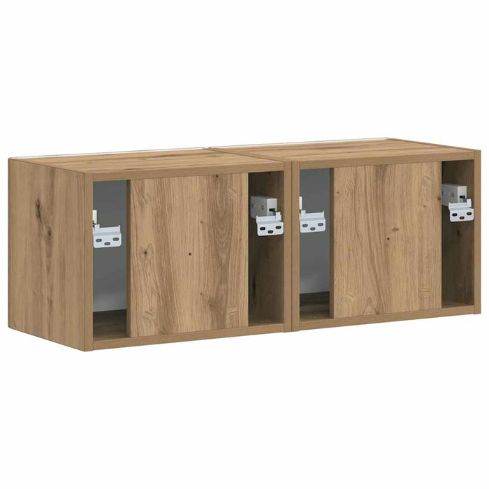 Dulap TV de perete 2 pcs Stejar artizanal 39 x 31 x 29,5 cm - WALTI WALTI