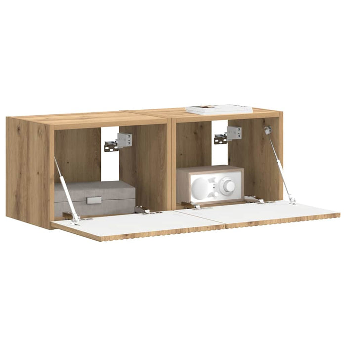Dulap TV de perete 2 pcs Stejar artizanal 39 x 31 x 29,5 cm - WALTI WALTI