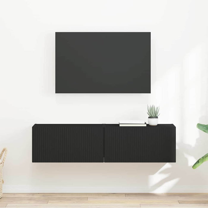 Dulap TV de perete 2 pcs Negru 60 x 31 x 29,5 cm Lemn compozit - WALTI WALTI