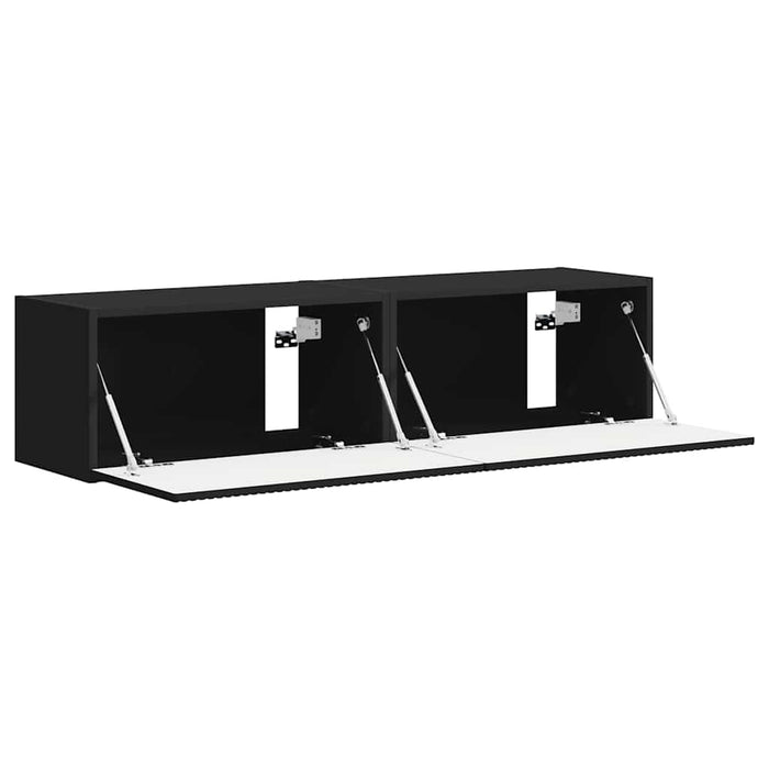 Dulap TV de perete 2 pcs Negru 60 x 31 x 29,5 cm Lemn compozit - WALTI WALTI