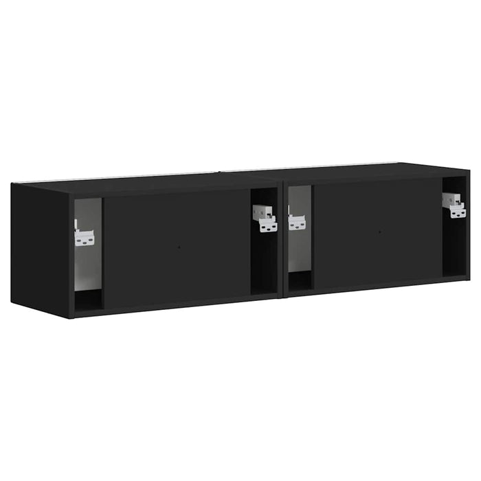 Dulap TV de perete 2 pcs Negru 60 x 31 x 29,5 cm Lemn compozit - WALTI WALTI