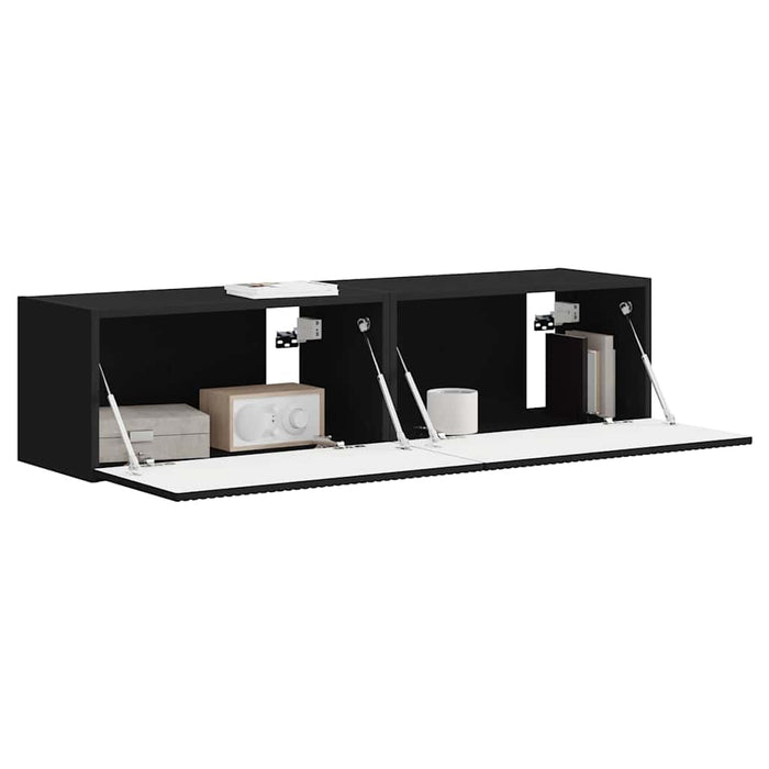 Dulap TV de perete 2 pcs Negru 60 x 31 x 29,5 cm Lemn compozit - WALTI WALTI