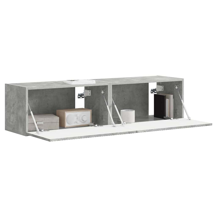 Dulap TV de perete 2 pcs Beton 60 x 31 x 29,5 cm Lemn compozit - WALTI WALTI