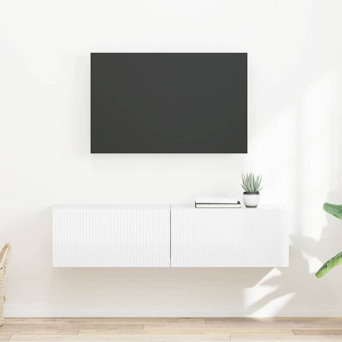 Dulap TV de perete Pe perete 2 pcs Alb Lucios 60 x 31 x 29,5 cm - WALTI WALTI