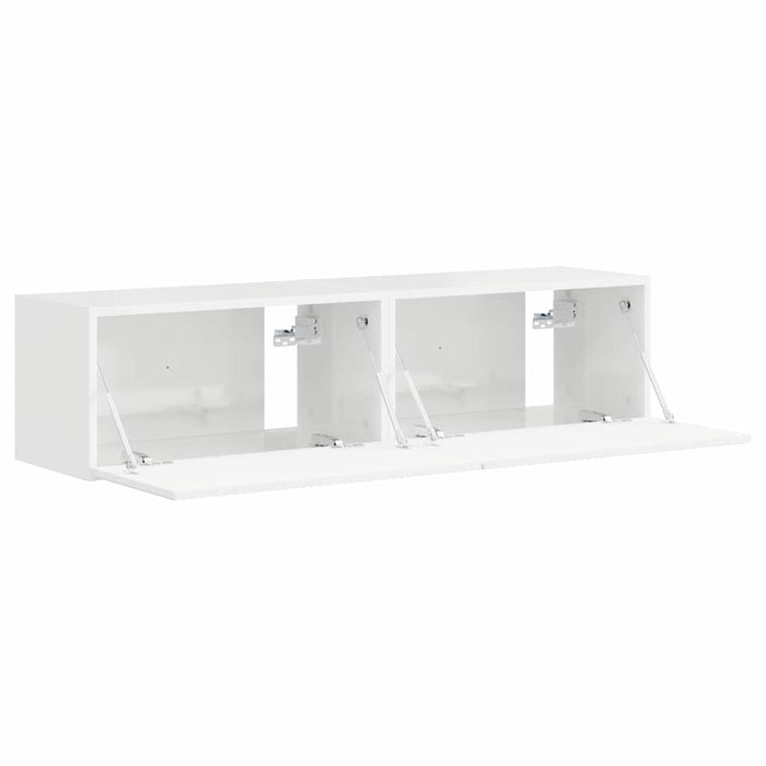 Dulap TV de perete Pe perete 2 pcs Alb Lucios 60 x 31 x 29,5 cm - WALTI WALTI