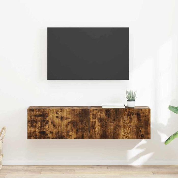 Dulap TV de perete 2 pcs Stejar fumuriu 60 x 31 x 29,5 cm - WALTI WALTI