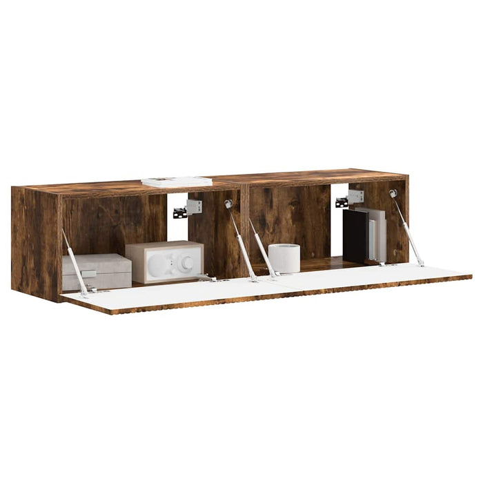 Dulap TV de perete 2 pcs Stejar fumuriu 60 x 31 x 29,5 cm - WALTI WALTI