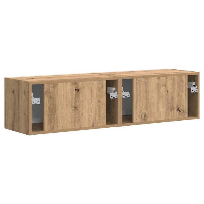 Dulap TV de perete 2 pcs Stejar artizanal 60 x 31 x 29,5 cm - WALTI WALTI