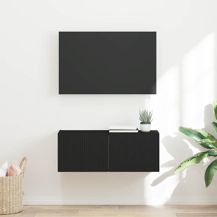 Dulap TV de perete Negru 78,5 x 31 x 29,5 cm Lemn compozit - WALTI WALTI
