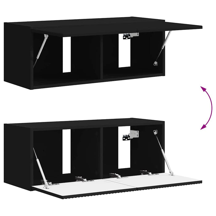 Dulap TV de perete Negru 78,5 x 31 x 29,5 cm Lemn compozit - WALTI WALTI