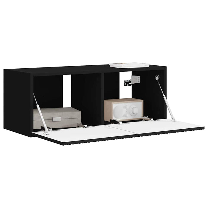 Dulap TV de perete Negru 78,5 x 31 x 29,5 cm Lemn compozit - WALTI WALTI