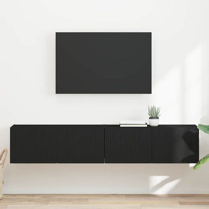 Dulap TV de perete Pe perete 2 pcs Negru 78,5 x 31 x 29,5 cm - WALTI WALTI
