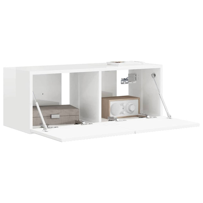 Dulap TV de perete Alb Lucios 78,5 x 31 x 29,5 cm Lemn compozit - WALTI WALTI