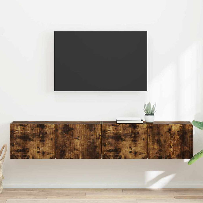 Dulap TV de perete 2 pcs Stejar fumuriu 78,5 x 31 x 29,5 cm - WALTI WALTI