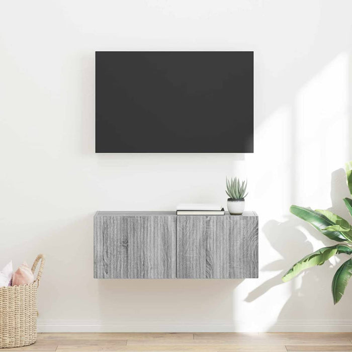 Dulap TV de perete Gri Sonoma 78,5 x 31 x 29,5 cm Lemn compozit - WALTI WALTI