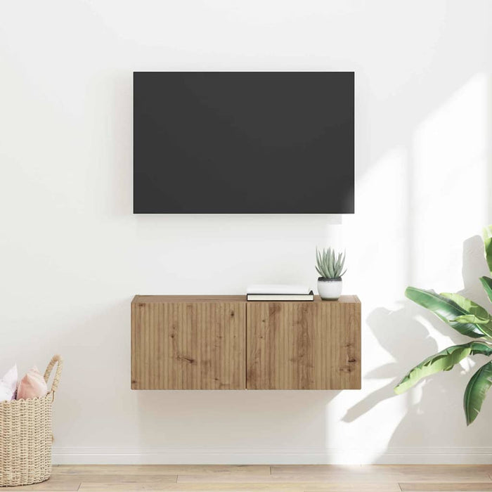 Dulap TV de perete 78,5 x 31 x 29,5 cm Stejar artizanal WALTI