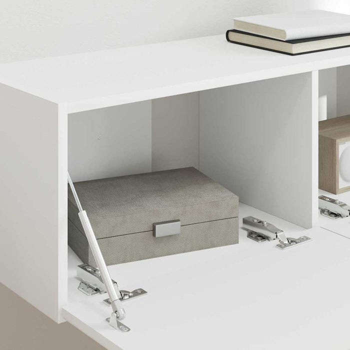 Dulap TV de perete 2 pcs Alb 98 x 31 x 29,5 cm Lemn compozit WALTI