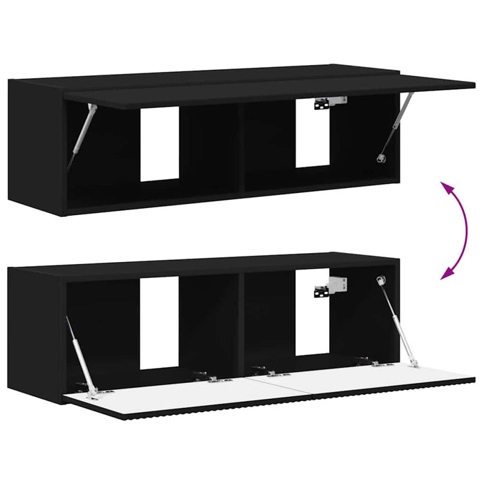 Dulap TV de perete 98 x 31 x 29,5 cm Negru Lemn prelucrat - WALTI WALTI