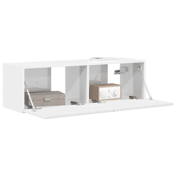 Dulap TV de perete Alb Lucios 98 x 31 x 29,5 cm Lemn compozit - WALTI WALTI