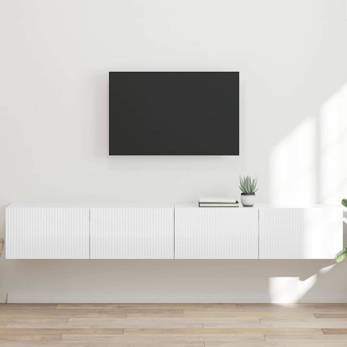 Dulap TV de perete Pe perete 2 pcs Alb Lucios 98 x 31 x 29,5 cm - WALTI WALTI