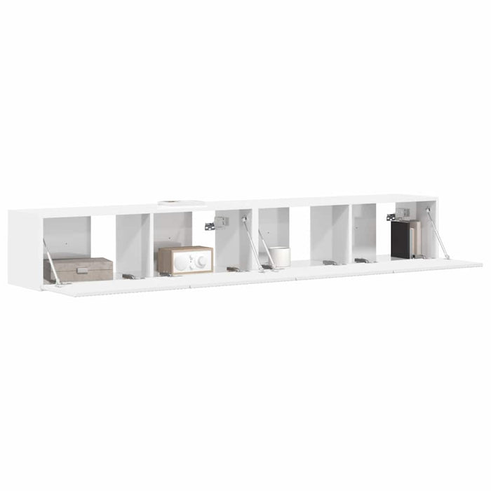 Dulap TV de perete Pe perete 2 pcs Alb Lucios 98 x 31 x 29,5 cm - WALTI WALTI