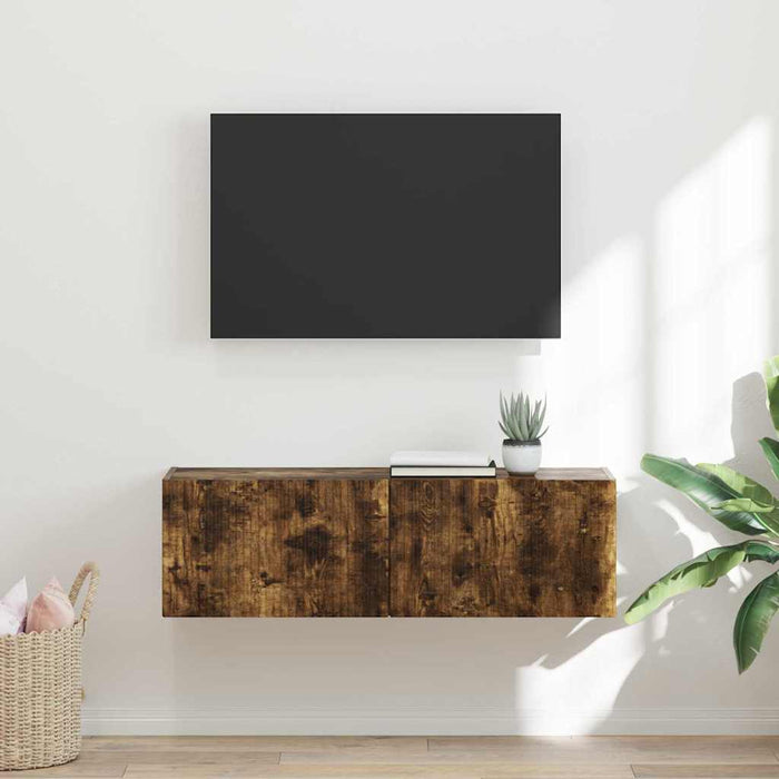 Dulap TV de perete Pe perete Stejar fumuriu 98 x 31 x 29,5 cm - WALTI WALTI