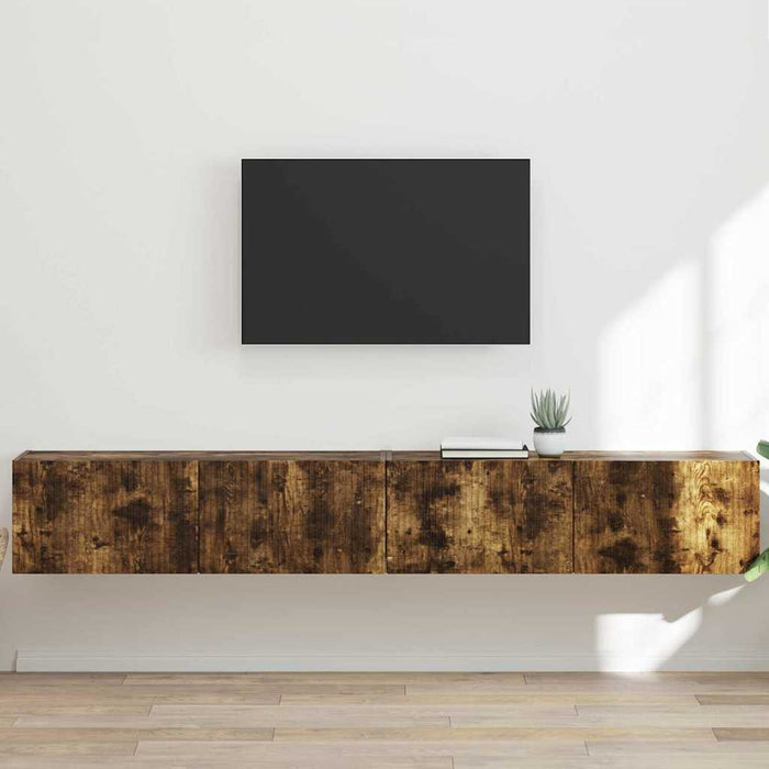 Dulap TV de perete 2 pcs Stejar fumuriu 98 x 31 x 29,5 cm - WALTI WALTI