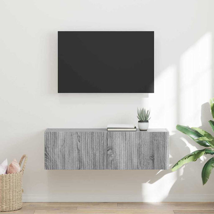Dulap TV de perete Gri Sonoma 98 x 31 x 29,5 cm Lemn compozit - WALTI WALTI