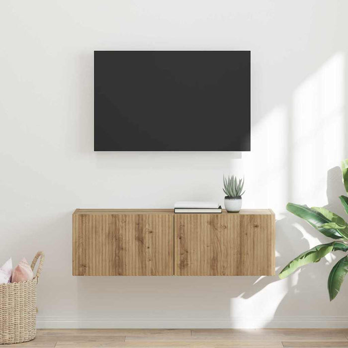 Dulap TV de perete 98 x 31 x 29,5 cm Stejar artizanal - WALTI WALTI