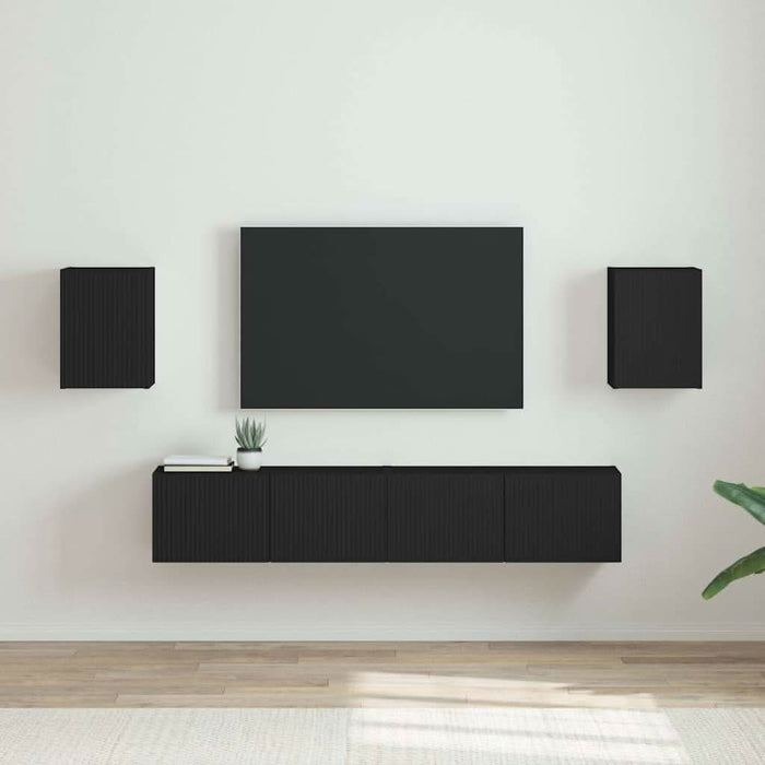 Dulap TV de perete 2 pcs Negru 30 x 31 x 40 cm Lemn compozit - WALTI WALTI