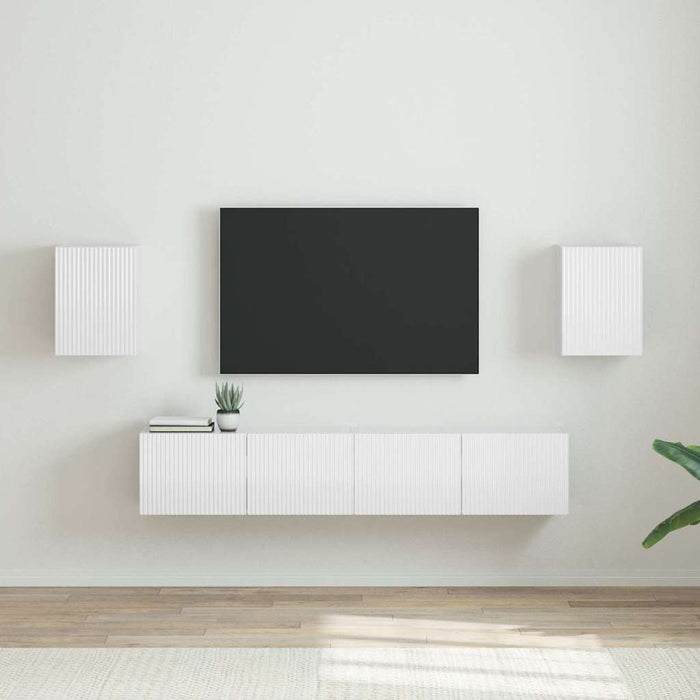 Dulap TV de perete Pe perete 2 pcs Alb Lucios 30 x 31 x 40 cm - WALTI WALTI