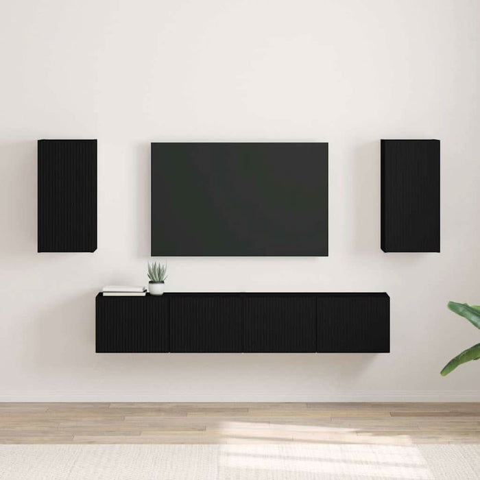 Dulap TV de perete 2 pcs Negru 30 x 31 x 60 cm Lemn compozit - WALTI WALTI