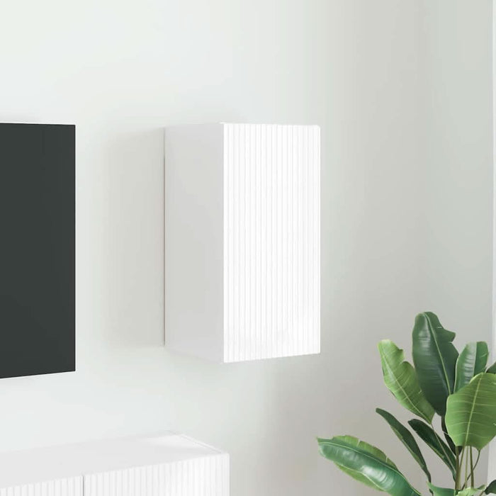 Dulap TV de perete Alb Lucios 30 x 31 x 60 cm Lemn compozit - WALTI WALTI