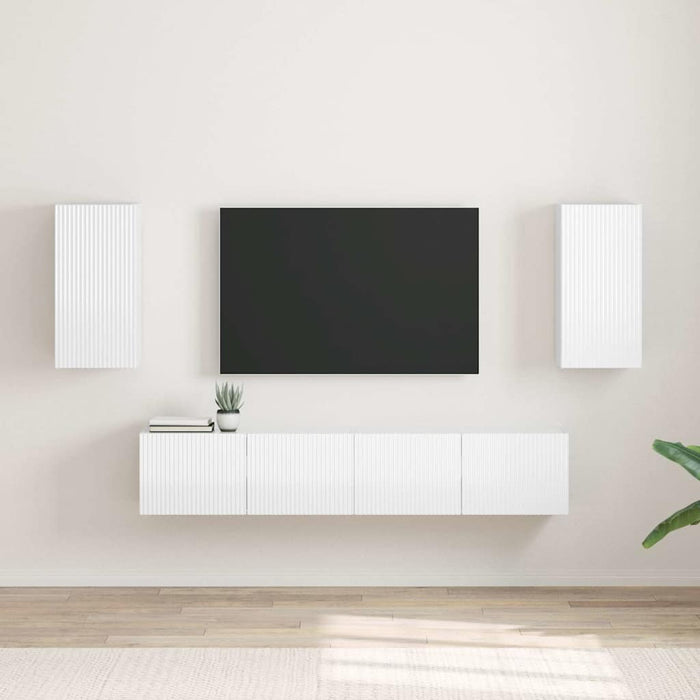 Dulap TV de perete Pe perete 2 pcs Alb Lucios 30 x 31 x 60 cm - WALTI WALTI