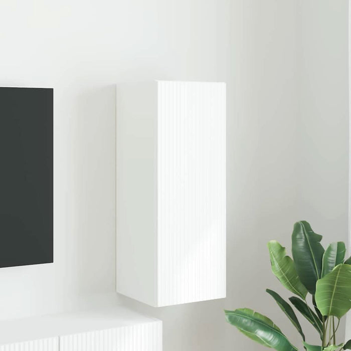 Dulap TV de perete Pe perete Alb 30 x 31 x 80 cm Lemn compozit - WALTI WALTI
