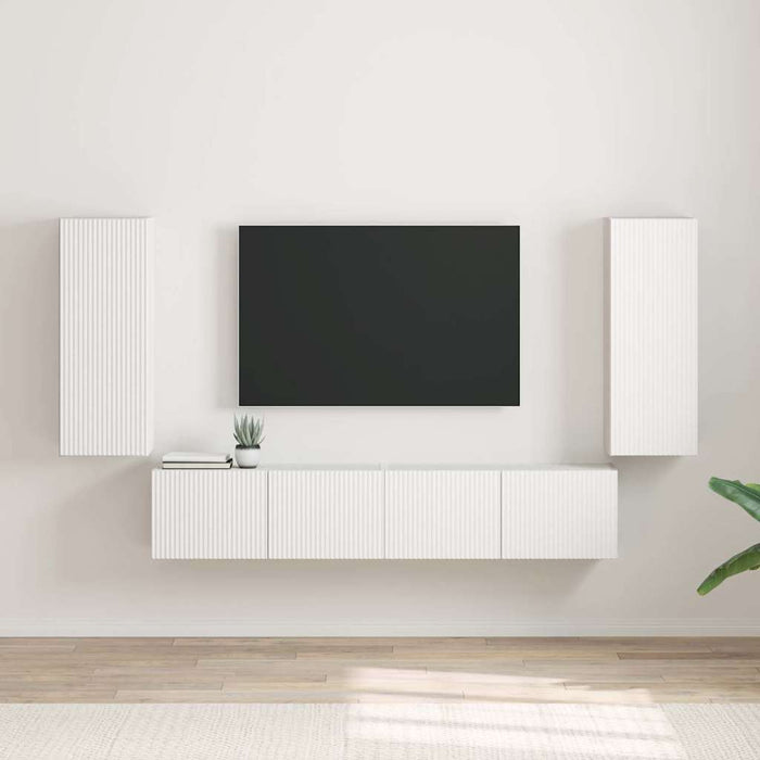 Dulap TV de perete 2 pcs Alb 30 x 31 x 80 cm Lemn compozit - WALTI WALTI