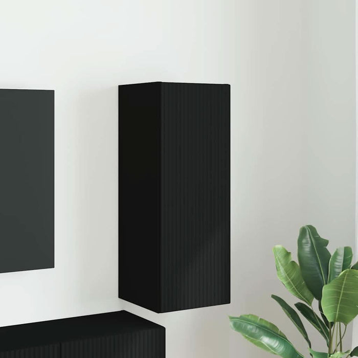 Dulap TV de perete Negru 30 x 31 x 80 cm Lemn compozit - WALTI WALTI