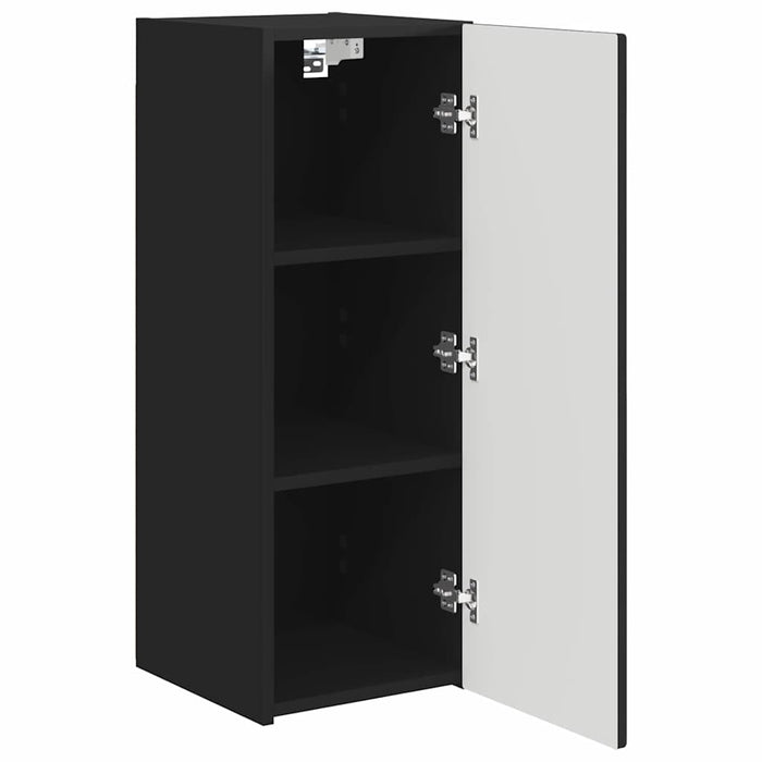 Dulap TV de perete 2 pcs Negru 30 x 31 x 80 cm Lemn compozit - WALTI WALTI
