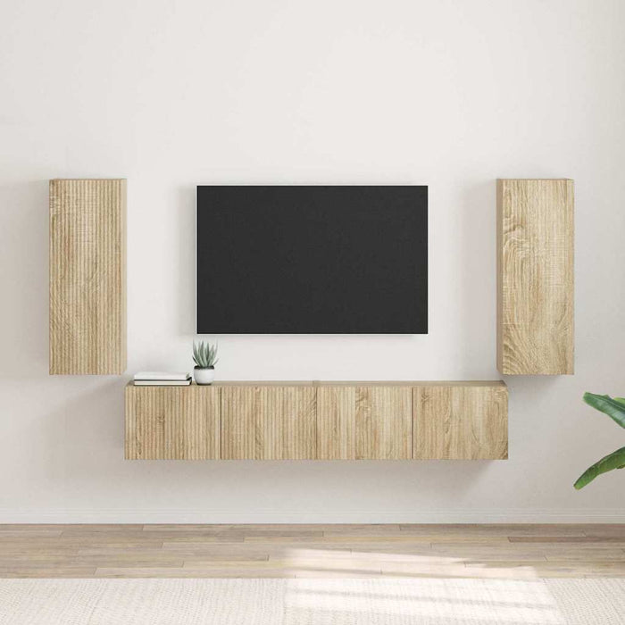 Dulap TV de perete 2 pcs Sonoma 30 x 31 x 80 cm Lemn compozit - WALTI WALTI