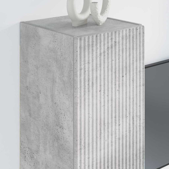 Dulap TV de perete 2 pcs Beton 30 x 31 x 80 cm Lemn compozit - WALTI WALTI